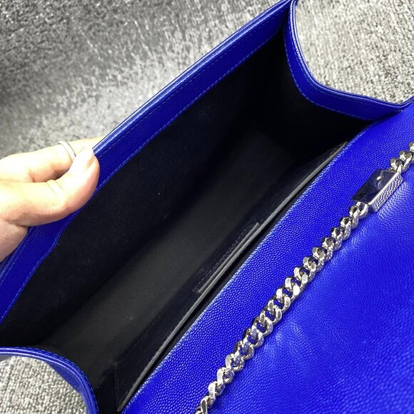 100% Authentic Saint Laurent Kate Blue Leather Shoulder Bag - Picture 10 of 14